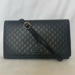 Gucci Long Wallet Micro Guccissima Striped Leather Crossbody (GUCCI 466507)